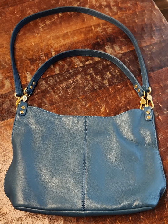 HOBO Handbags - HOBO Peacock Pier Shoulder Crossbody Leather Bag with Gold Accents